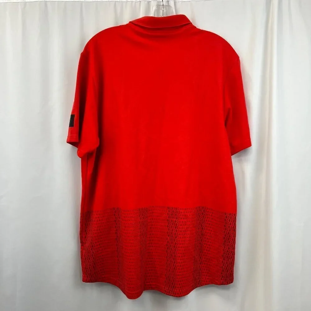 Adidas Men’s Adicross Short Sleeve Polo Shirt Vermillion Size Large Orange/Black